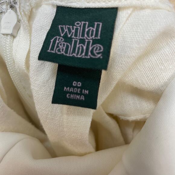 Wild Fable Women's Linen Lace Tie Back Summer Midi Slip Dress Off White Size 00 - Picture 6 of 6